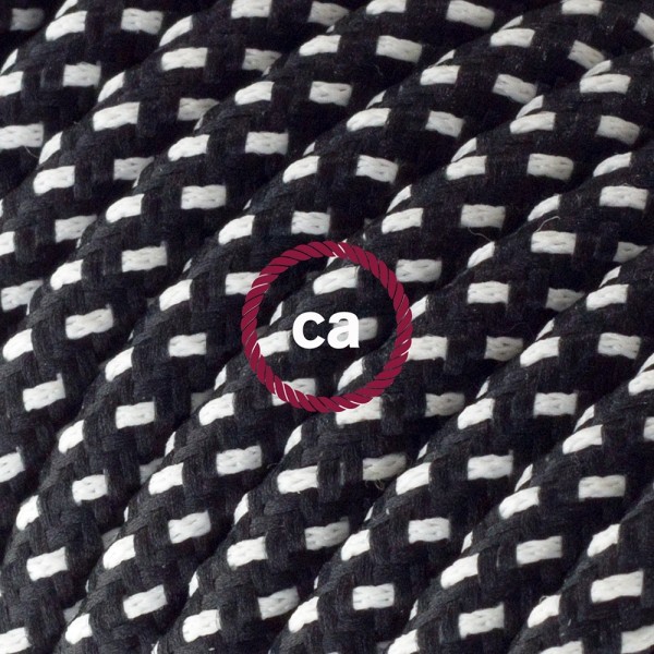 Cord-set - RT41 Black & White Tracer Covered Round Cable