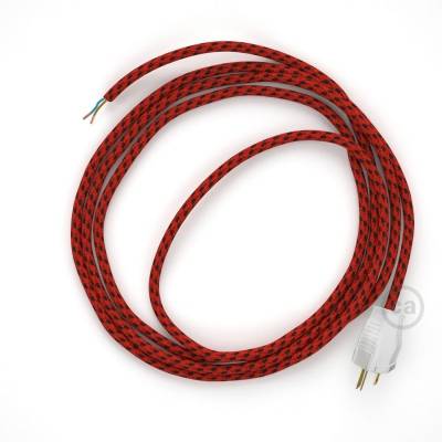 Cord-set - RT94 Red & Black Tracer Covered Round Cable