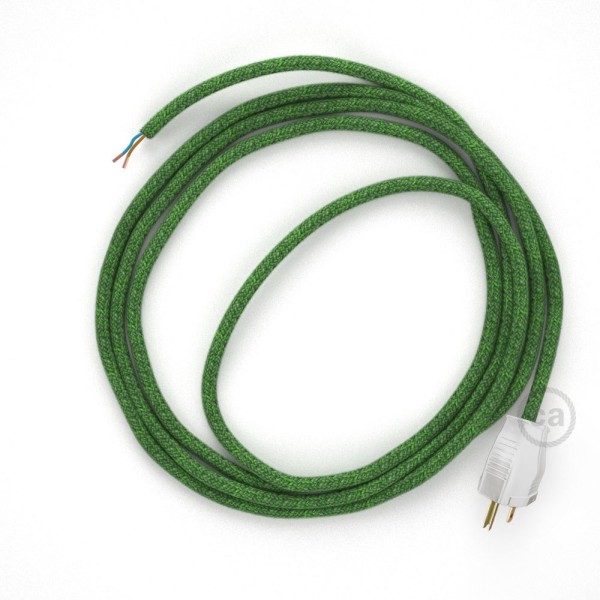 Cord-set - RX08 Green Cotton Tweed Covered Round Cable