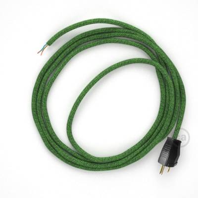 Cord-set - RX08 Green Cotton Tweed Covered Round Cable