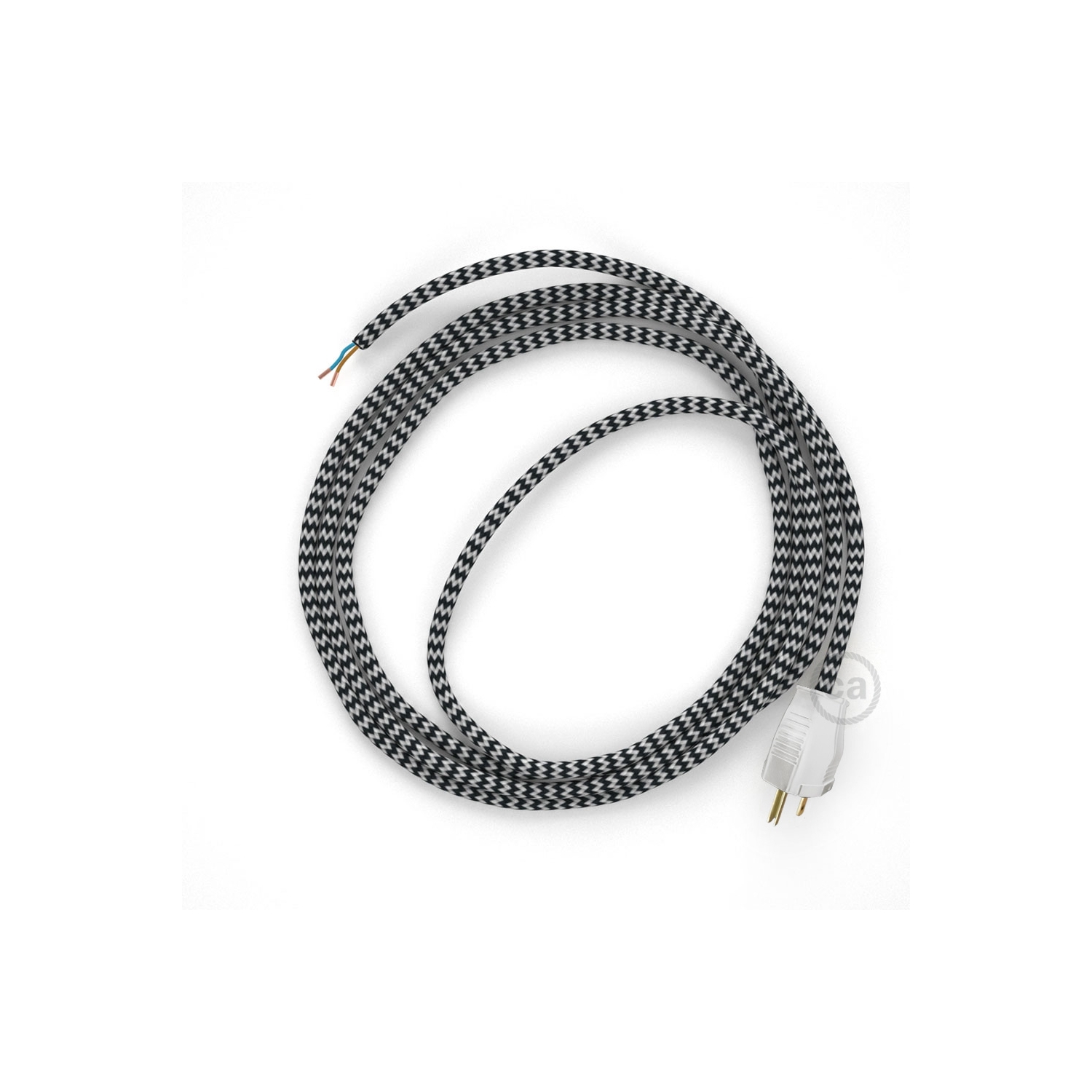 Cord-set - RZ04 Black & White Chevron Covered Round Cable