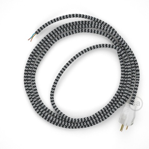 Cord-set - RZ04 Black & White Chevron Covered Round Cable