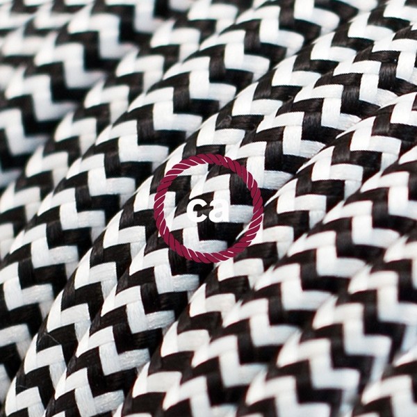 Cord-set - RZ04 Black & White Chevron Covered Round Cable