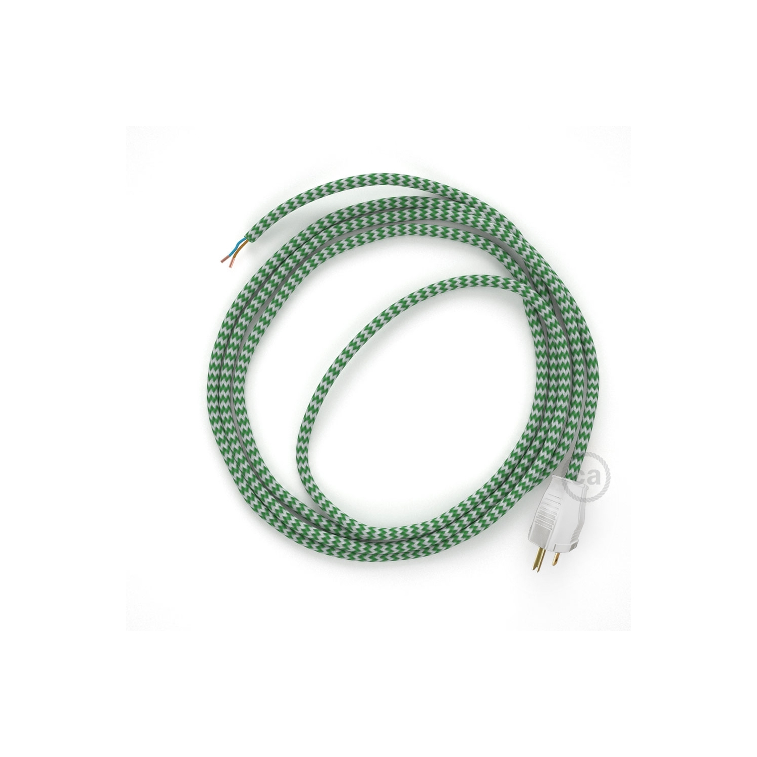 Cord-set - RZ06 Green & White Chevron Covered Round Cable