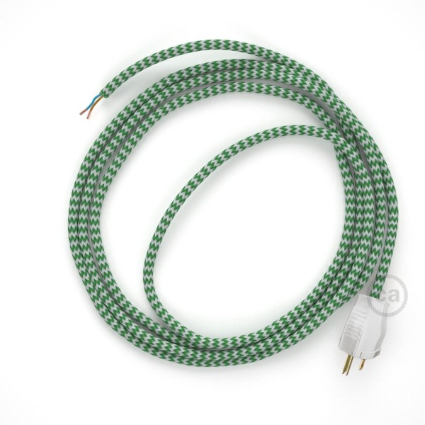 Cord-set - RZ06 Green & White Chevron Covered Round Cable