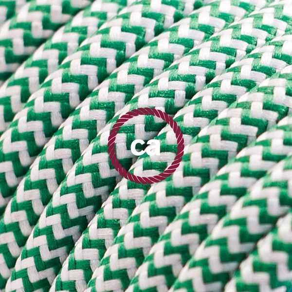 Cord-set - RZ06 Green & White Chevron Covered Round Cable