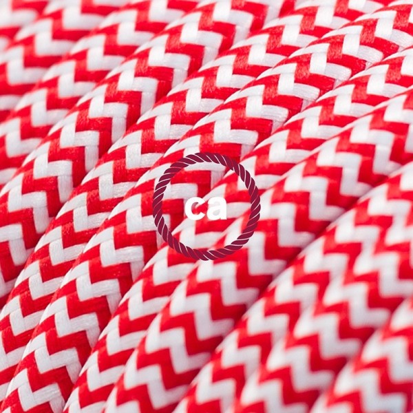 Cord-set - RZ09 Red & White Chevron Covered Round Cable