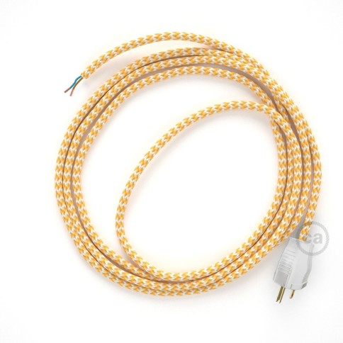 Cord-set - RZ10 Yellow & White Chevron Covered Round Cable