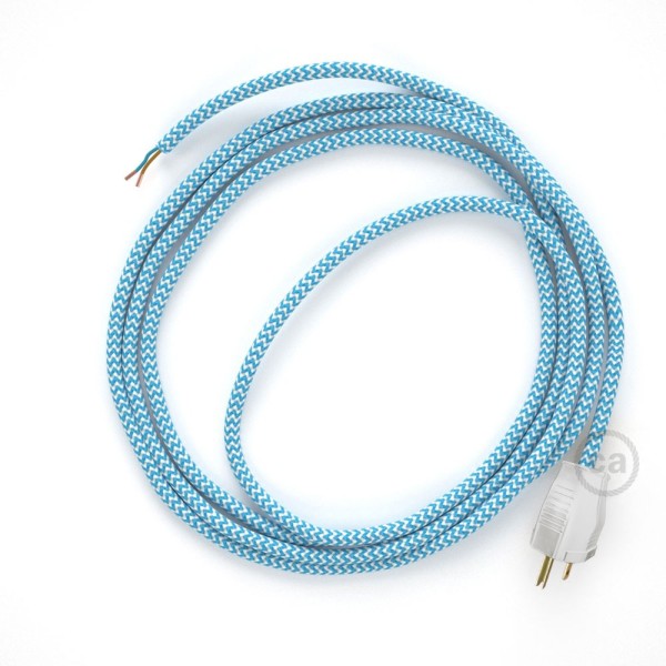 Cord-set - RZ11 Light Blue & White Chevron Covered Round Cable