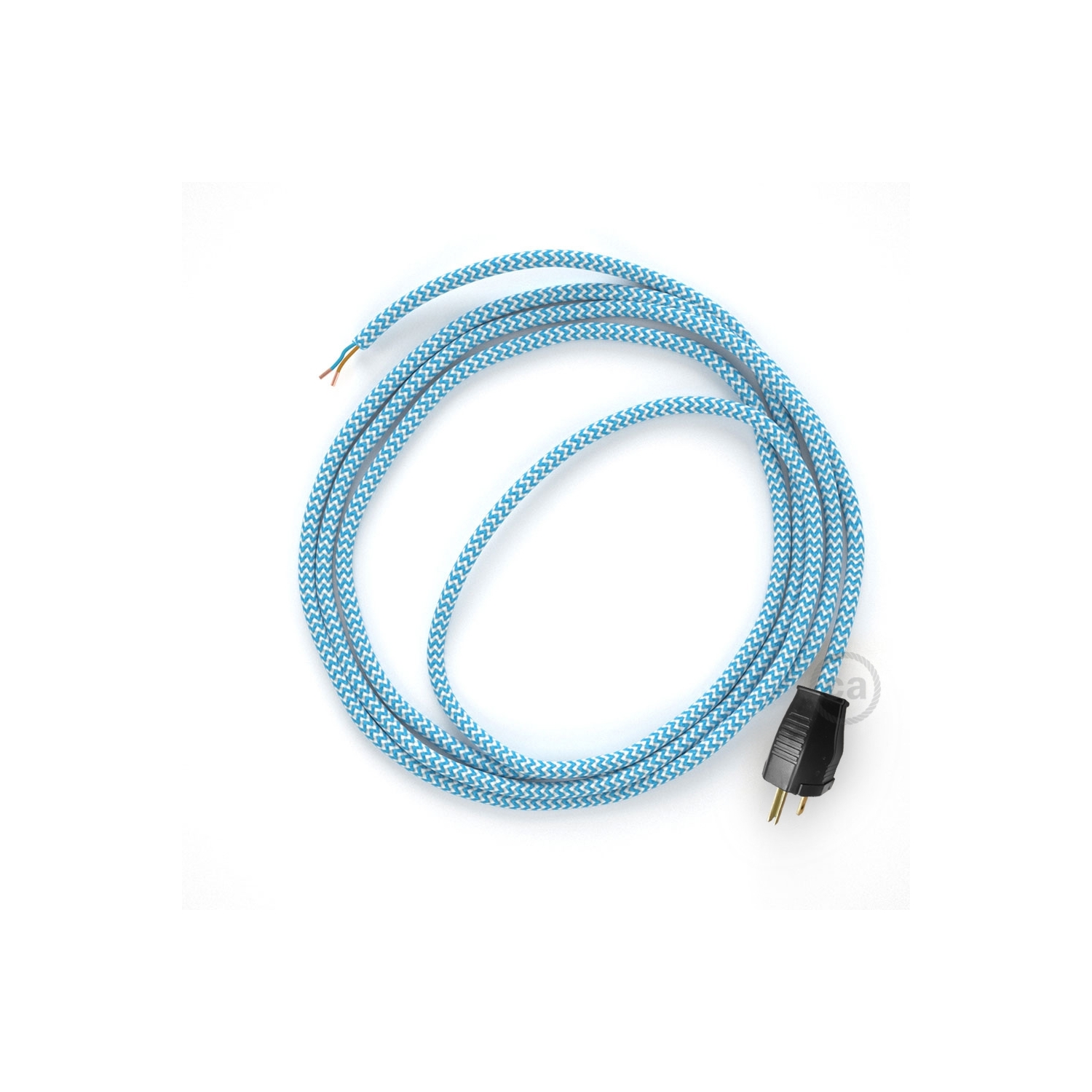 Cord-set - RZ11 Light Blue & White Chevron Covered Round Cable