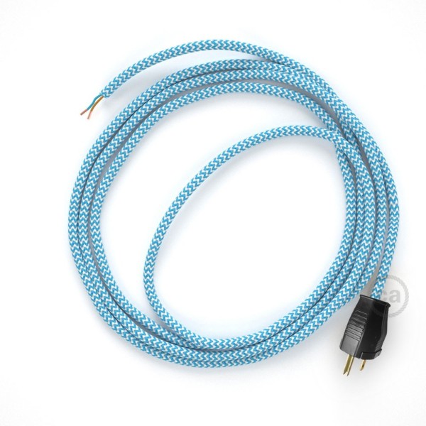 Cord-set - RZ11 Light Blue & White Chevron Covered Round Cable