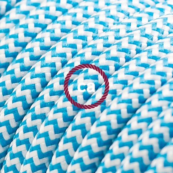 Cord-set - RZ11 Light Blue & White Chevron Covered Round Cable