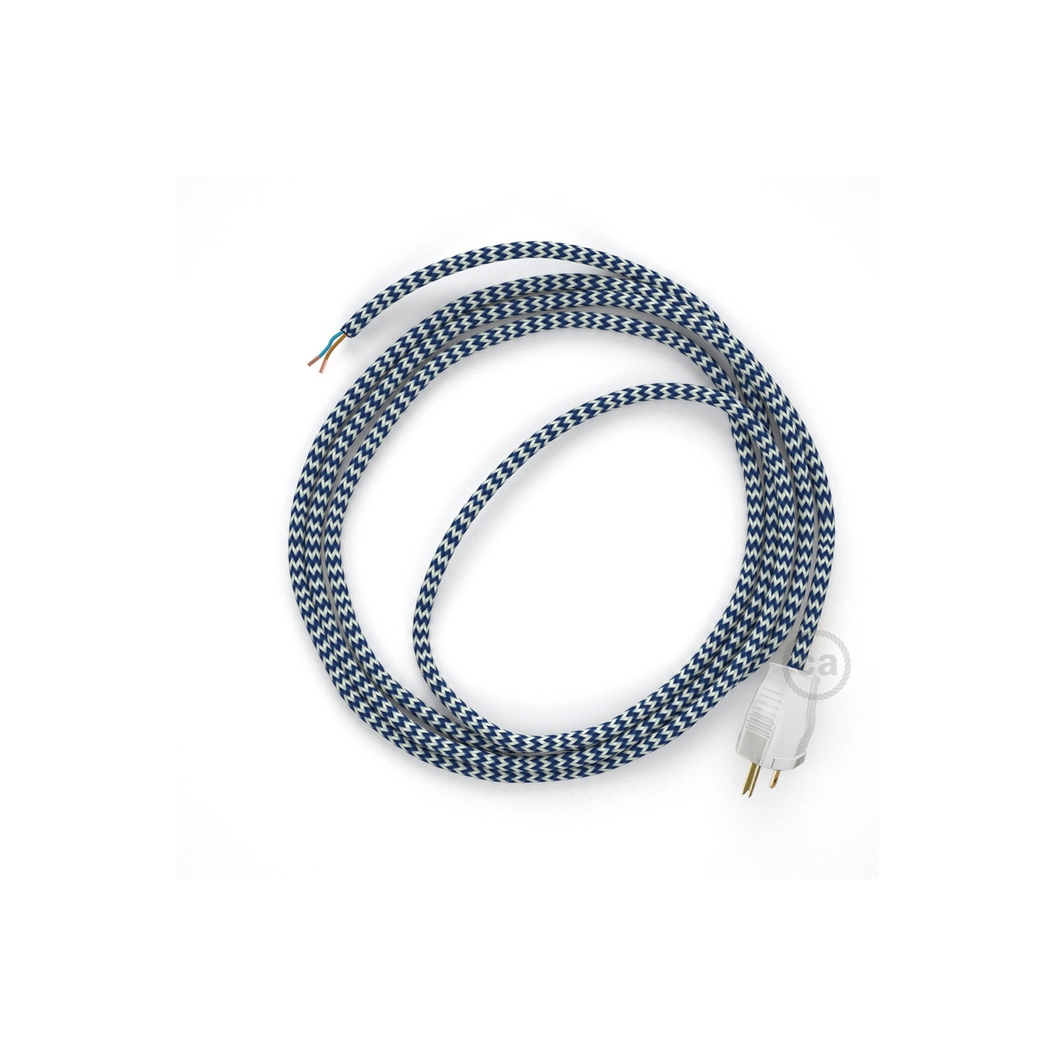 Cord-set - RZ12 Blue & White Chevron Covered Round Cable