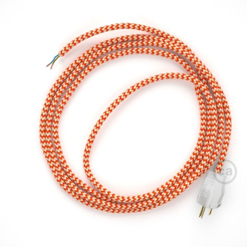 Cord-set - RZ15 Orange & White Chevron Covered Round Cable