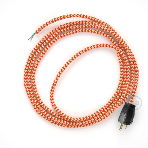 Cord-set - RZ15 Orange & White Chevron Covered Round Cable