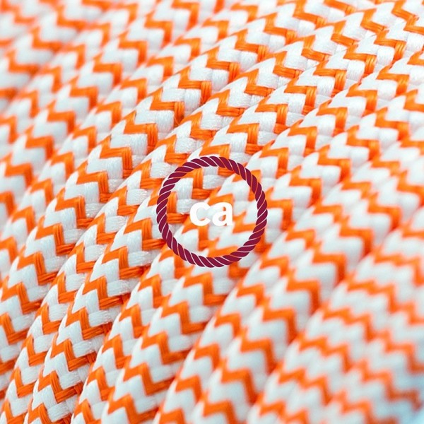 Cord-set - RZ15 Orange & White Chevron Covered Round Cable