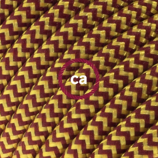 Cord-set - RZ23 Gold & Burgundy Rayon Chevron Covered Round Cable