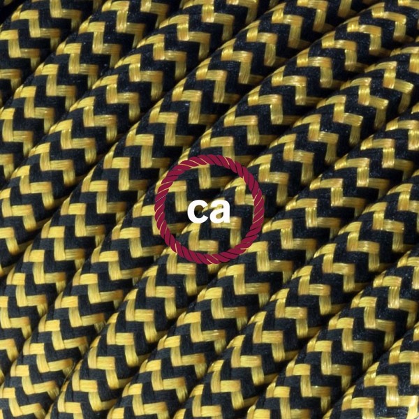 Cord-set - RZ24 Gold & Black Rayon Chevron Covered Round Cable
