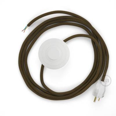 Power Cord with foot switch, RC13 Brown Cotton - Choose color of switch/plug