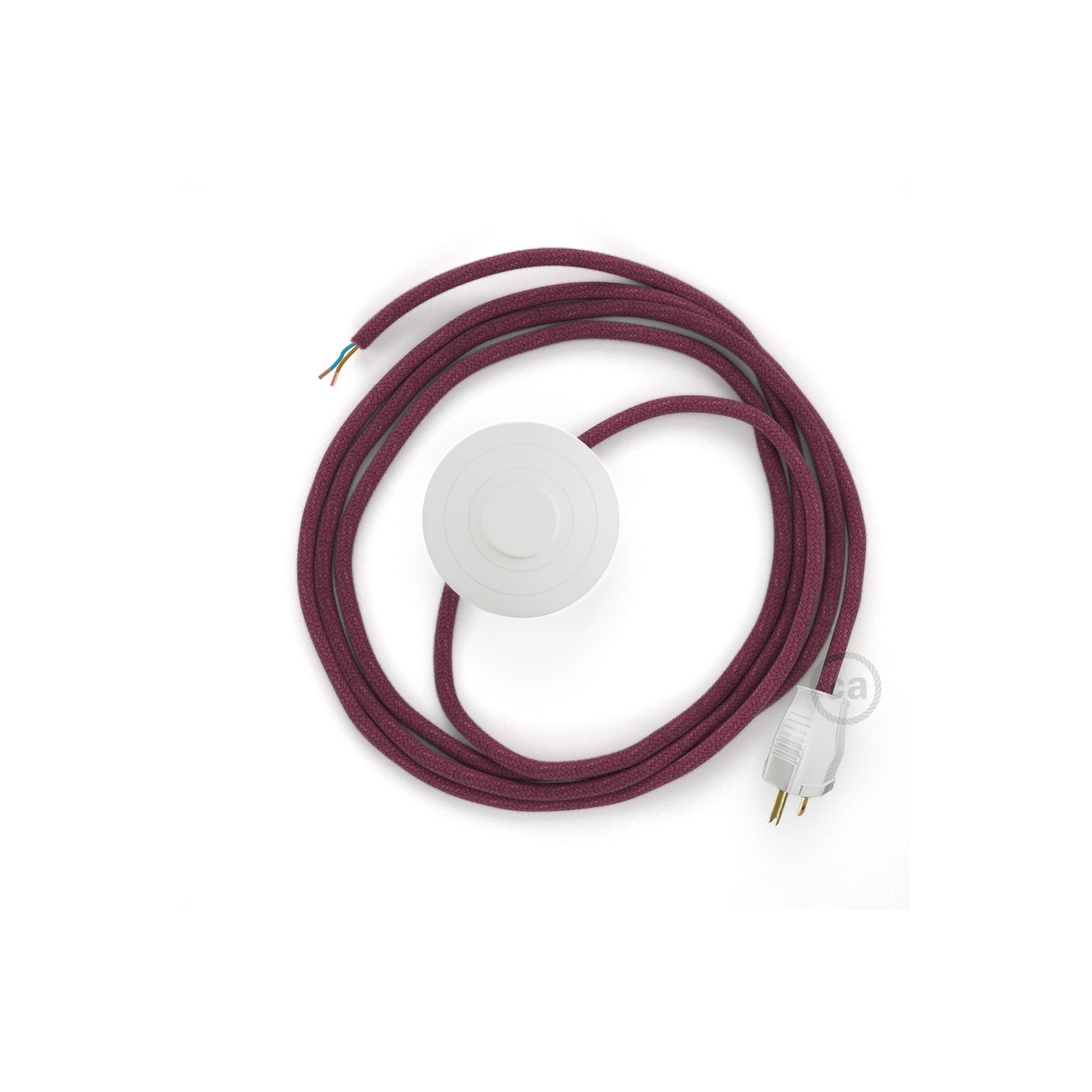 Power Cord with foot switch, RC32 Raspberry Cotton - Choose color of switch/plug