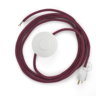 Power Cord with foot switch, RC32 Raspberry Cotton - Choose color of switch/plug