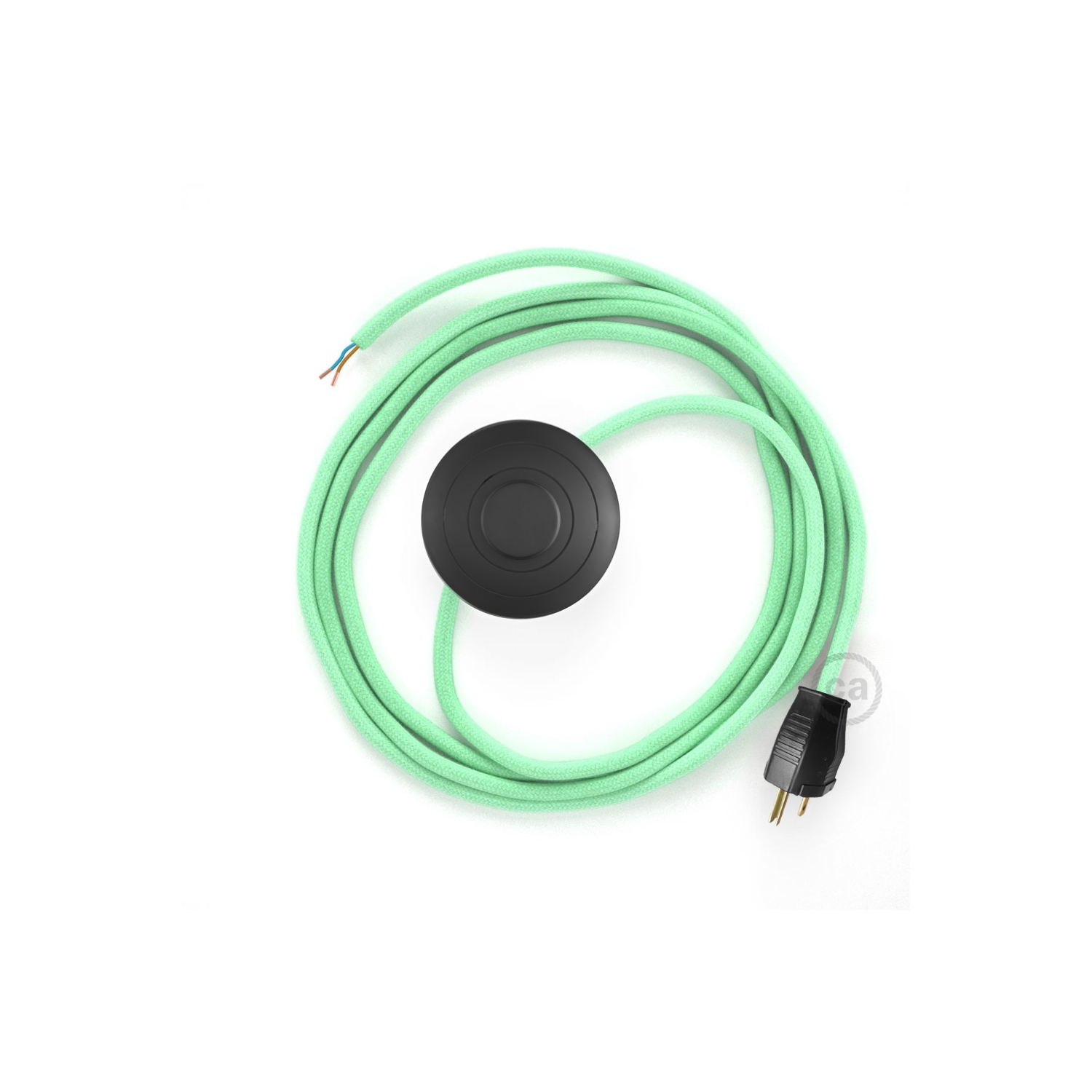 Power Cord with foot switch, RC34 Mint Green Cotton - Choose color of switch/plug
