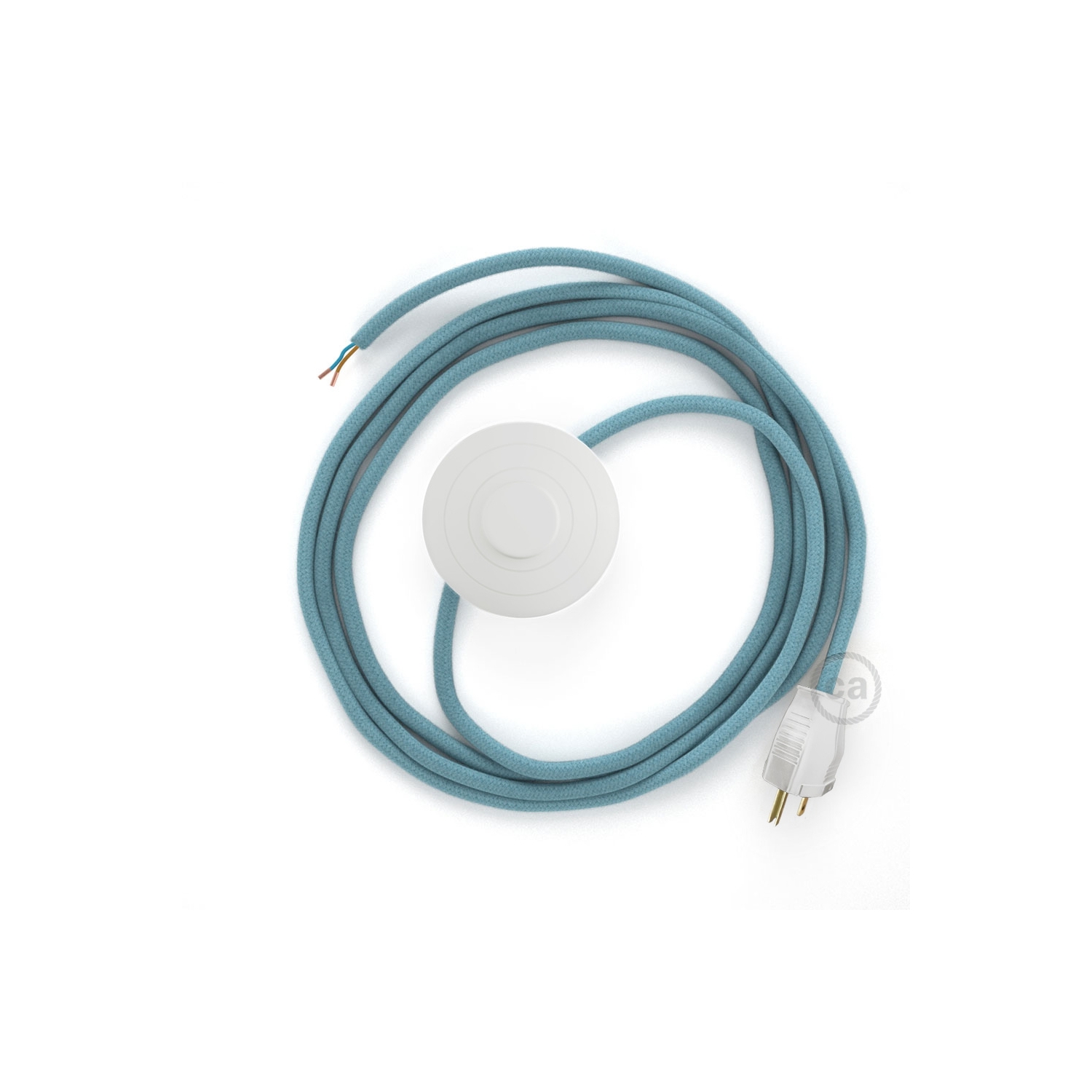 Power Cord with foot switch, RC53 Baby Blue Cotton - Choose color of switch/plug