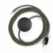 Power Cord with foot switch, RC63 Gray Green Cotton - Choose color of switch/plug