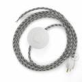 Power Cord with foot switch, RD54 Natural & Charcoal Linen Stripe - Choose color of switch/plug
