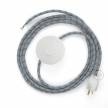 Power Cord with foot switch, RD55 Natural & Blue Linen Stripe - Choose color of switch/plug