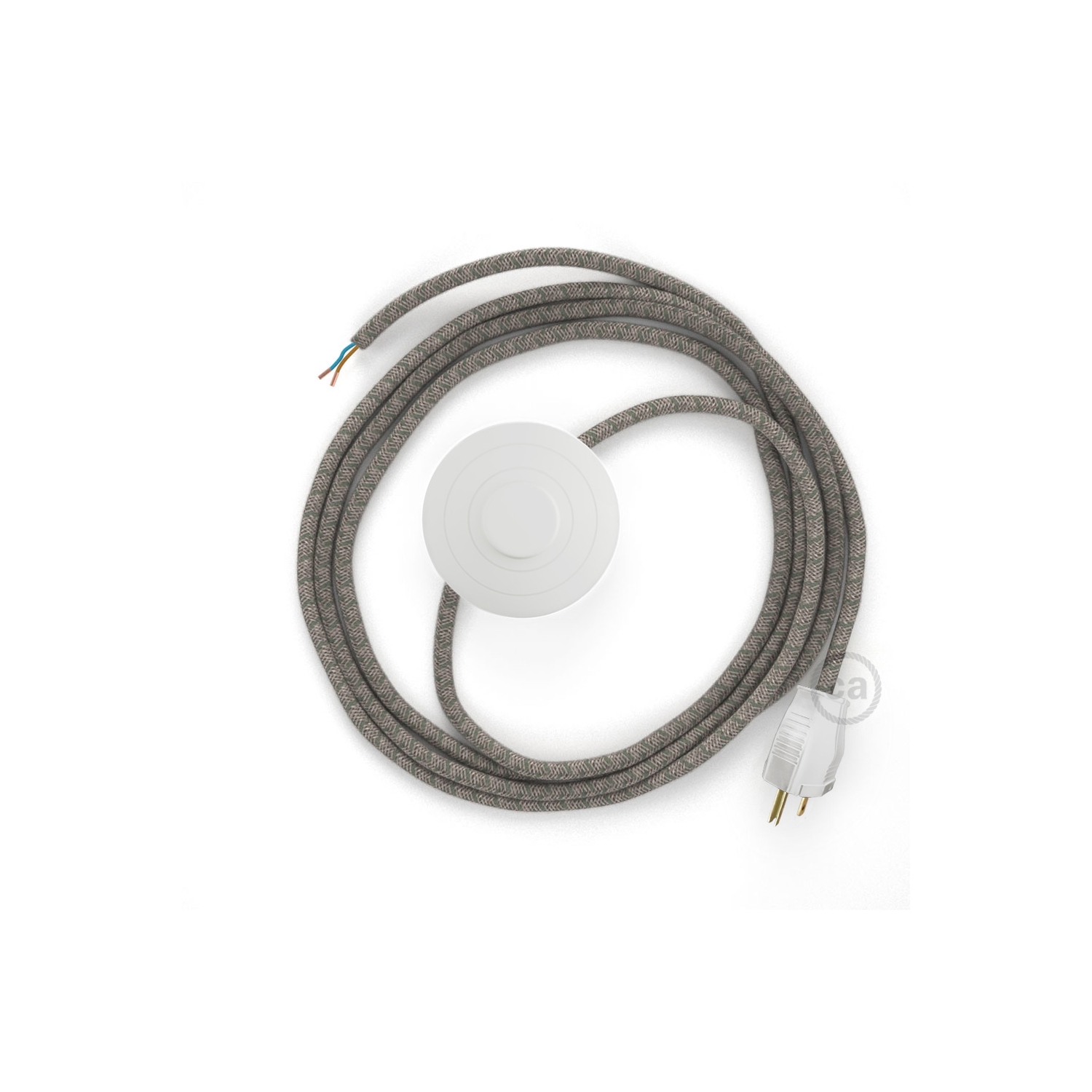 Power Cord with foot switch, RD61 Natural & Pink Linen CrissCross - Choose color of switch/plug