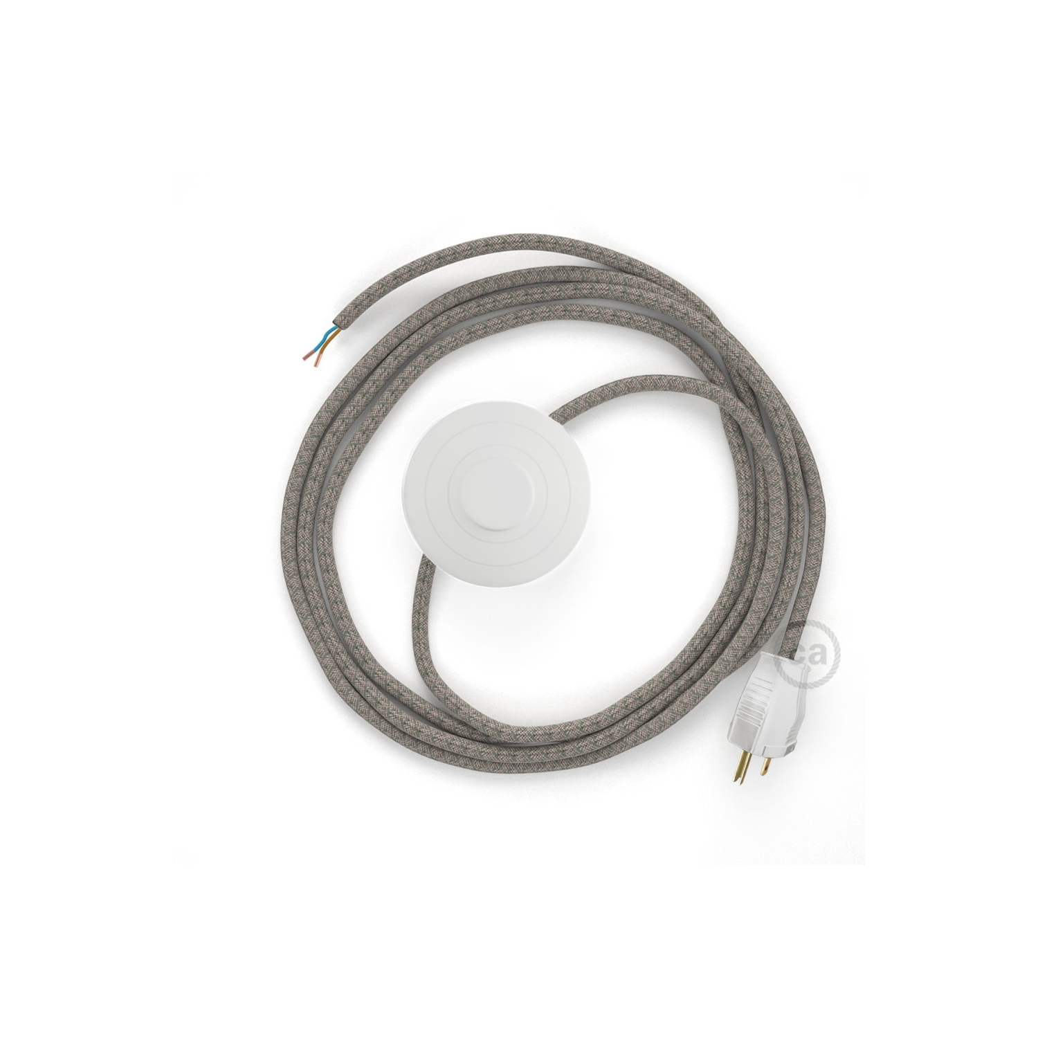 Power Cord with foot switch, RD62 Natural & Thyme Green Linen CrissCross - Choose color of switch/plug