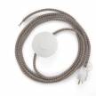 Power Cord with foot switch, RD63 Natural & Brown Linen CrissCross - Choose color of switch/plug