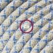 Power Cord with foot switch, RD65 Natural & Blue Linen Criss Cross - Choose color of switch/plug
