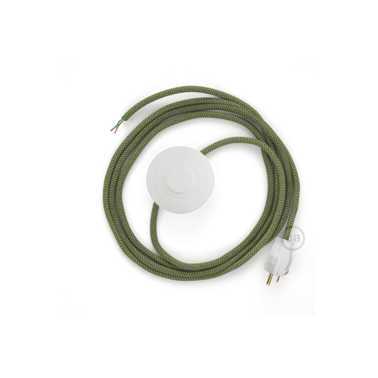 Power Cord with foot switch, RD72 Natural & Thyme Green Linen Chevron - Choose color of switch/plug