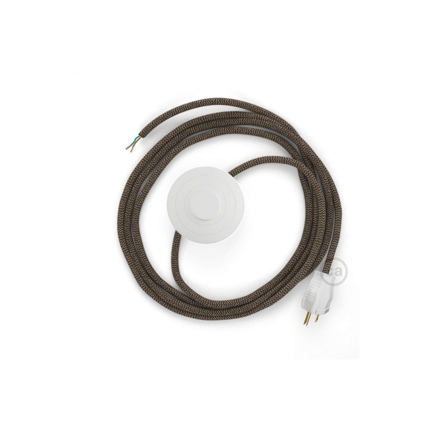 Power Cord with foot switch, RD73 Natural & Brown Linen Chevron - Choose color of switch/plug