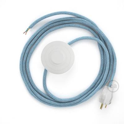 Power Cord with foot switch, RD75 Natural & Blue Linen Chevron - Choose color of switch/plug