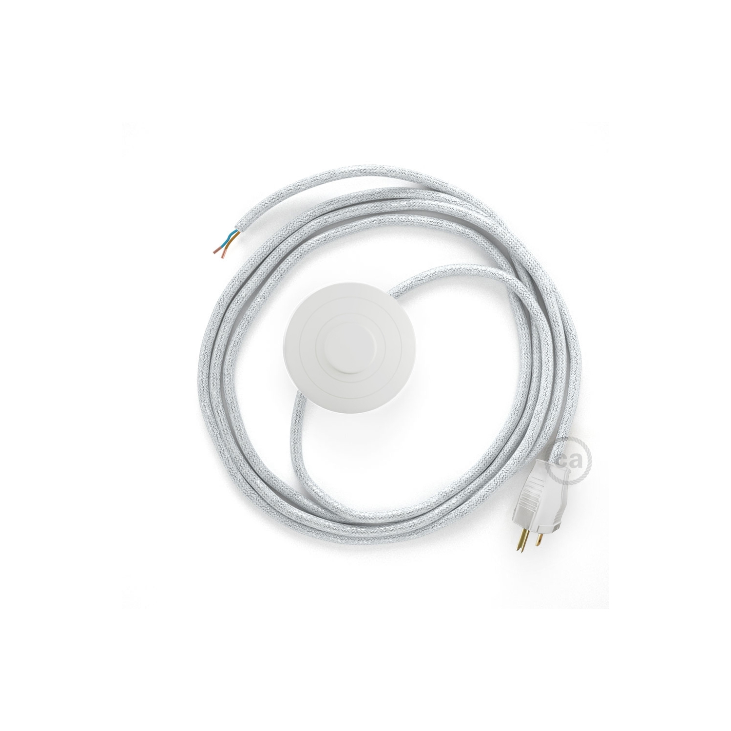 Power Cord with foot switch, RL01 White Glitter - Choose color of switch/plug