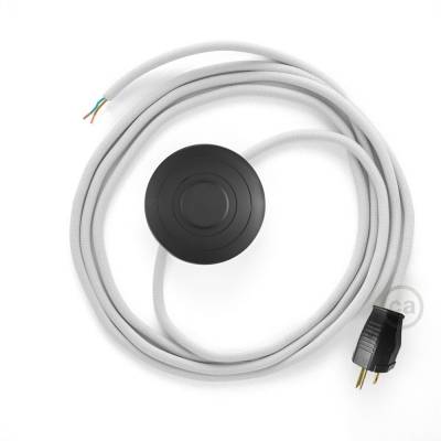 Power Cord with foot switch, RM01 White Rayon - Choose color of switch/plug