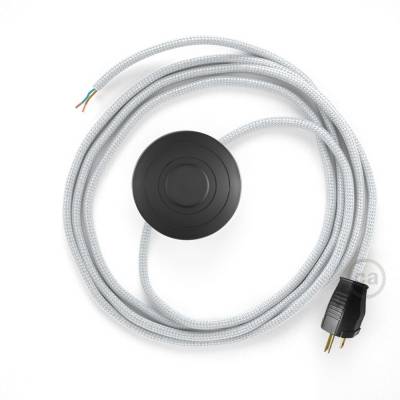 Power Cord with foot switch, RM02 Silver Rayon - Choose color of switch/plug