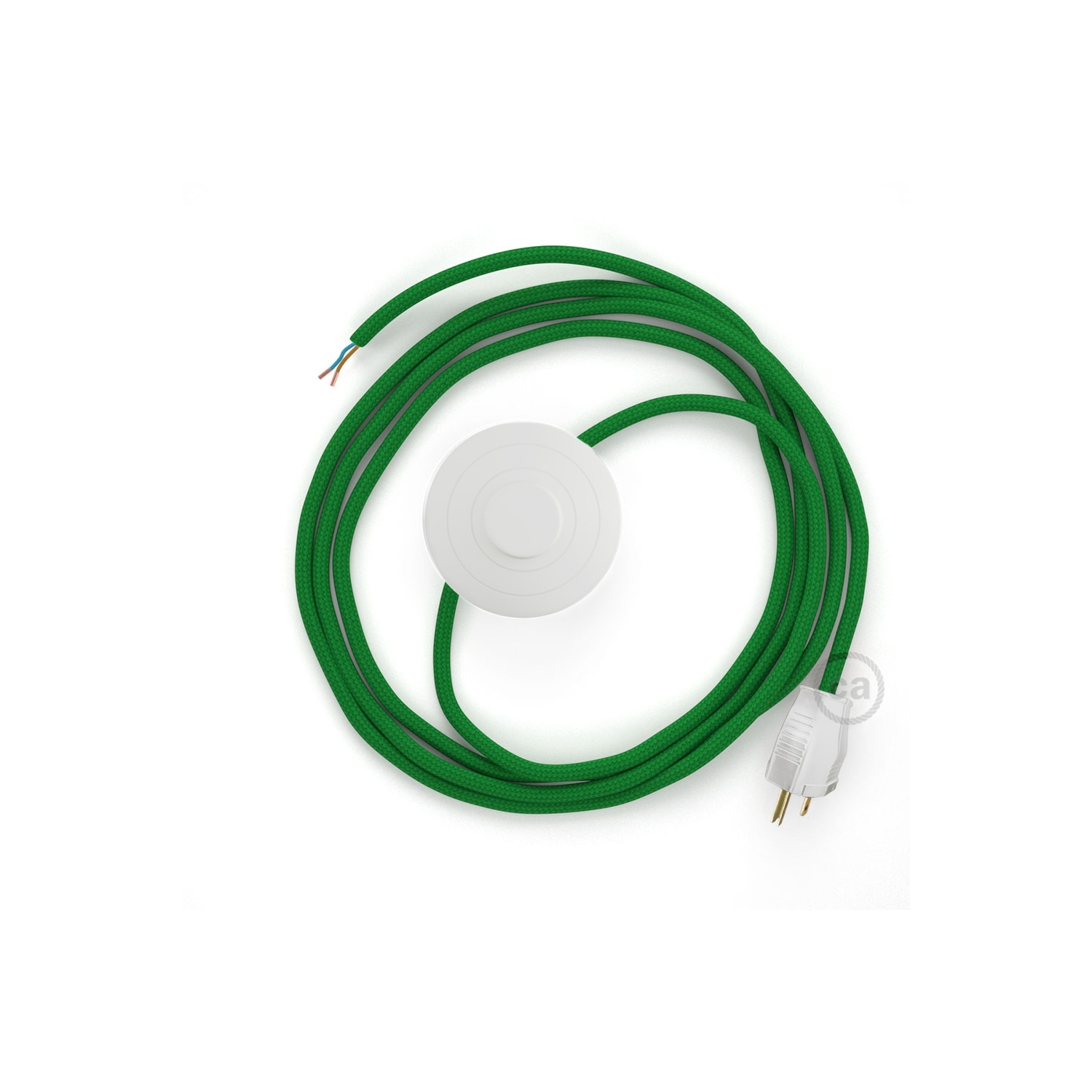 Power Cord with foot switch, RM06 Green Rayon - Choose color of switch/plug