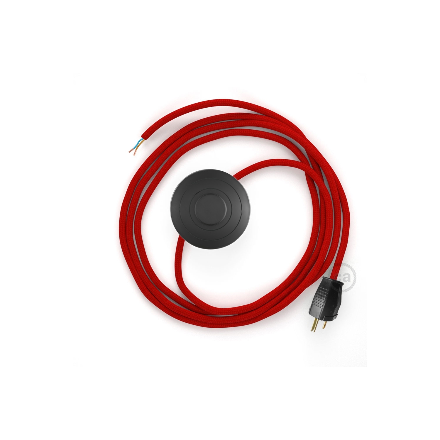 Power Cord with foot switch, RM09 Red Rayon - Choose color of switch/plug