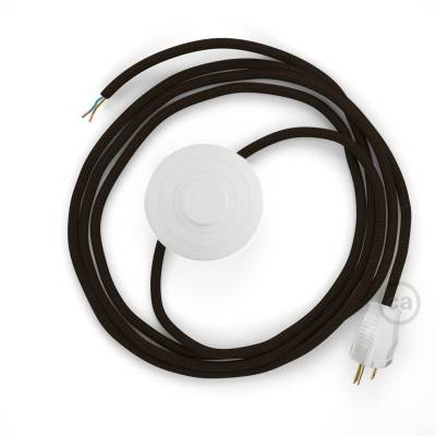 Power Cord with foot switch, RM13 Brown Rayon - Choose color of switch/plug