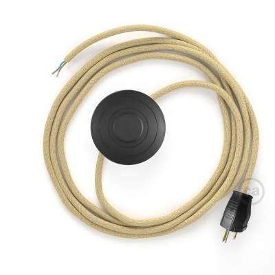 Power Cord with foot switch, RN06 Jute - Choose color of switch/plug