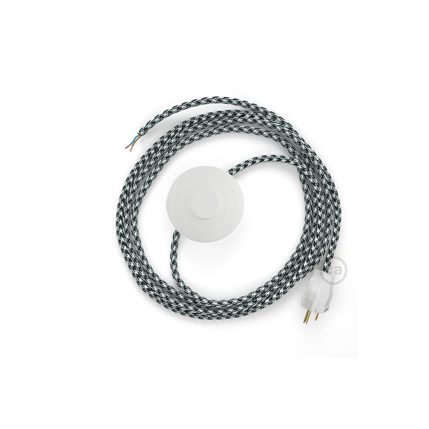Power Cord with foot switch, RP04 Black & White Houndstooth - Choose color of switch/plug