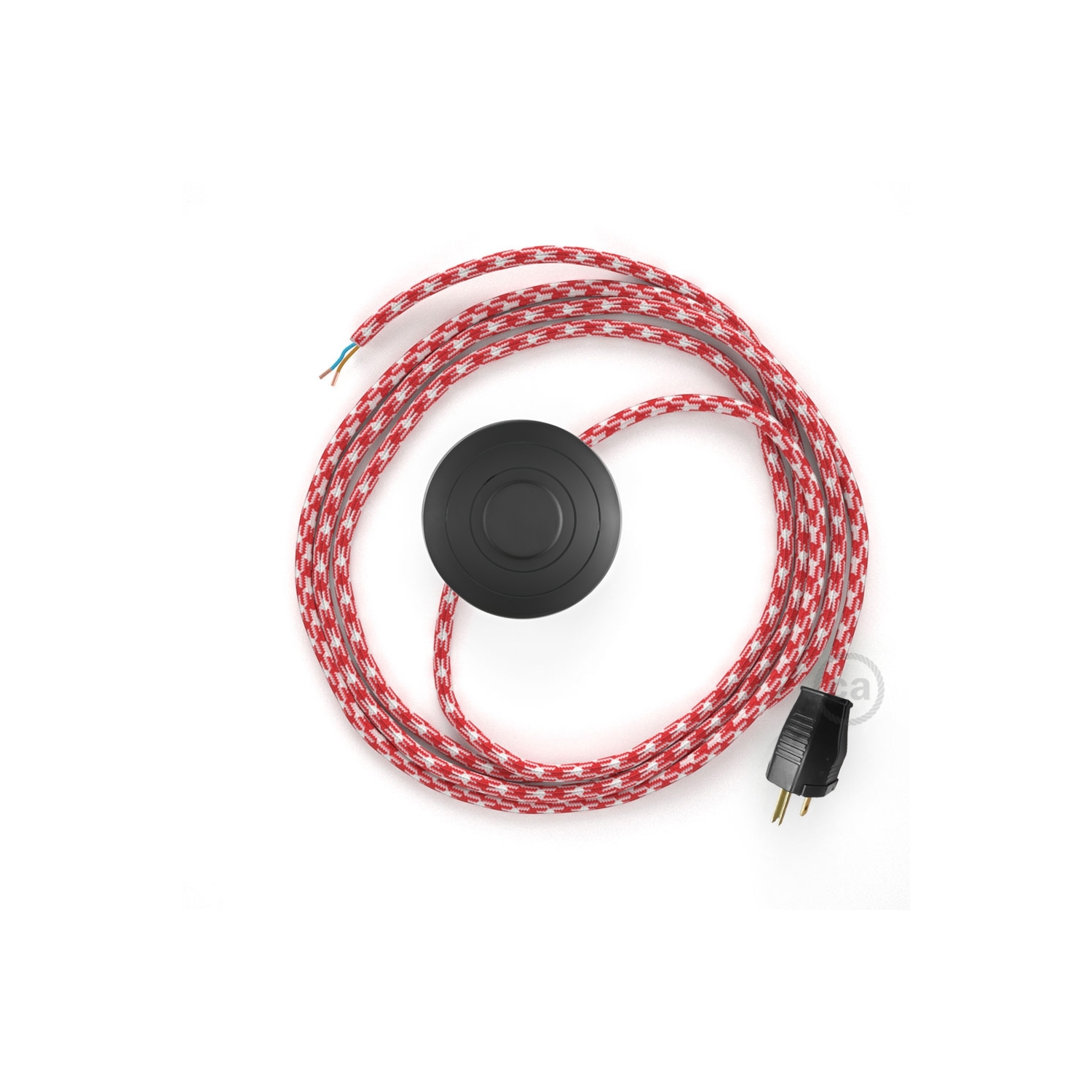 Power Cord with foot switch, RP09 Red & White Houndstooth - Choose color of switch/plug