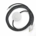 Power Cord with foot switch, RT41 Black & White Tracer - Choose color of switch/plug