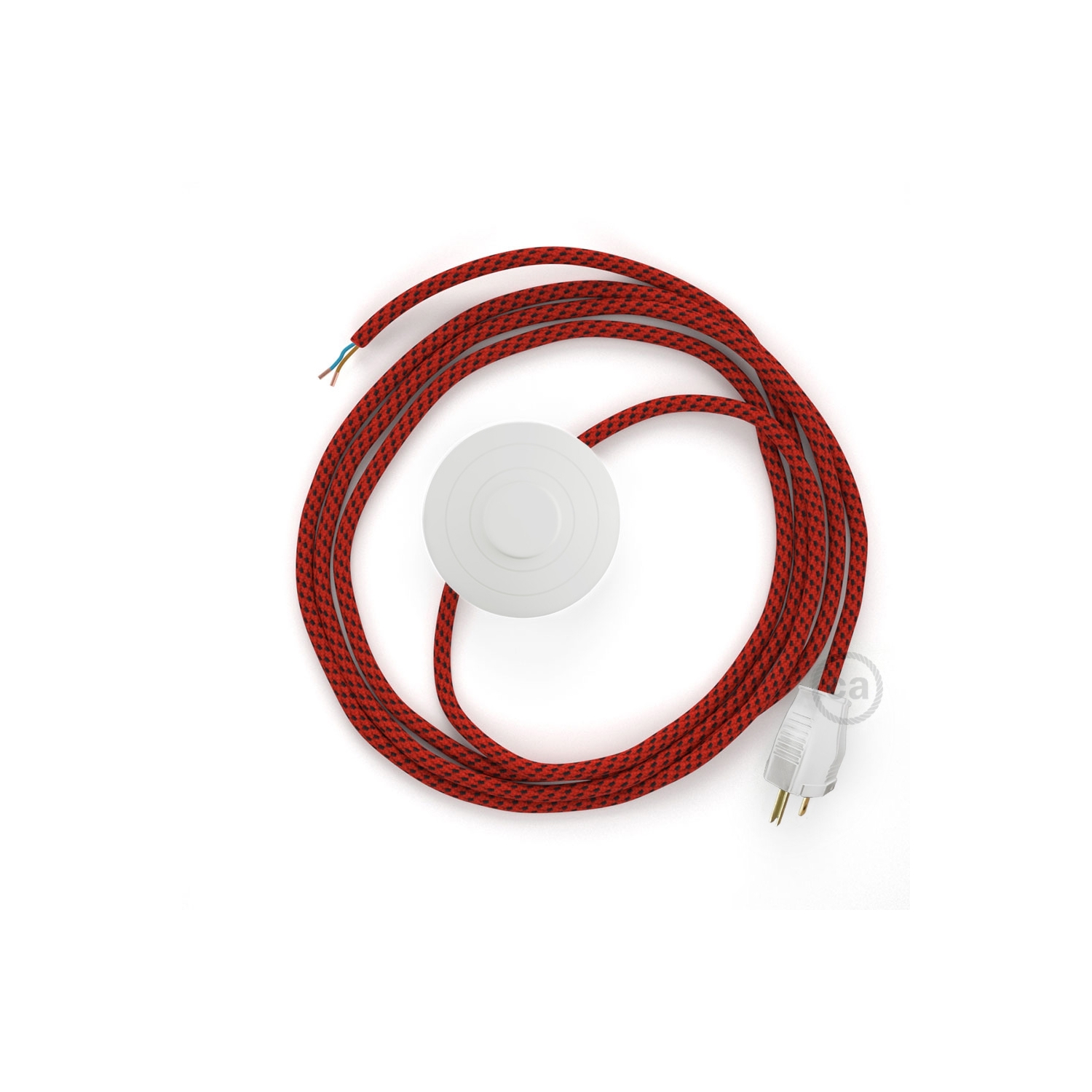 Power Cord with foot switch, RT94 Red & Black Tracer - Choose color of switch/plug