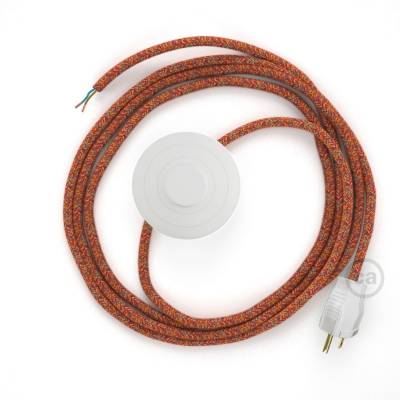 Power Cord with foot switch, RX07 Orange Cotton Tweed - Choose color of switch/plug