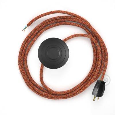 Power Cord with foot switch, RX07 Orange Cotton Tweed - Choose color of switch/plug